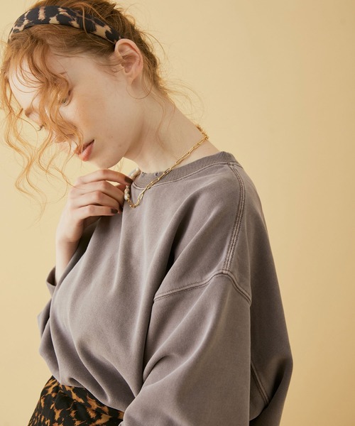 MADEMOISELLE ROPE'（マドモアゼル ロペ）の「<春まで使える>ヴィンテージライクダメージショートスウェット（スウェット・レディース・レッド/ダークパープル/ブルー系その他4・38）」の13枚目の写真