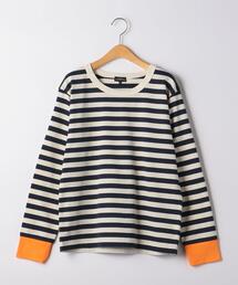 green label relaxing | ◆【WEB限定サイズあり】TJ ボーダー 袖配色 プルオーバー ロングスリーブ 140cm-160cm －ウォッシャブル－(Tシャツ/カットソー)