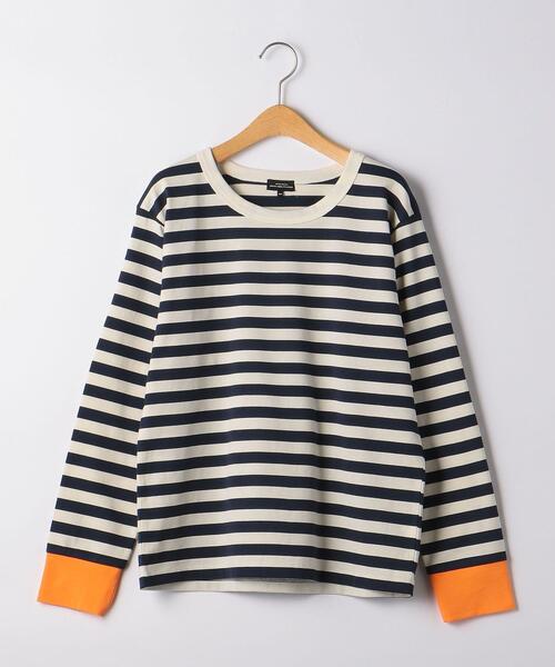 green label relaxing（グリーンレーベルリラクシング）の「◆【WEB限定サイズあり】TJ ボーダー 袖配色 プルオーバー ロングスリーブ 140cm-160cm（Tシャツ/カットソー・キッズ・ブラウン/ライトグレー/ネイビー・150cm/160cm/140cm）」の3枚目の写真