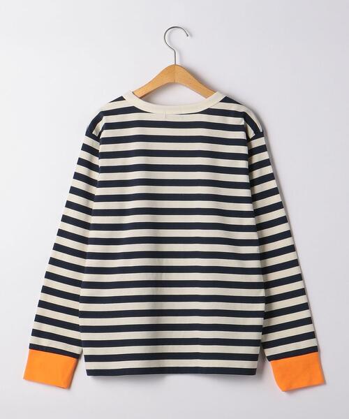 green label relaxing（グリーンレーベルリラクシング）の「◆【WEB限定サイズあり】TJ ボーダー 袖配色 プルオーバー ロングスリーブ 140cm-160cm（Tシャツ/カットソー・キッズ・ブラウン/ライトグレー/ネイビー・150cm/160cm/140cm）」の10枚目の写真