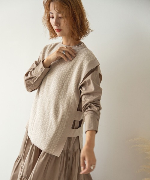 rectangle(レクタングル)の「ダイヤ柄ジャガードベスト(ベスト・レディース・ブラック/ベージュ/オリーブ/モカ・FREE)」の5枚目の写真