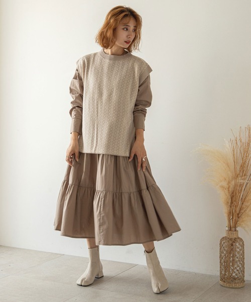 rectangle(レクタングル)の「ダイヤ柄ジャガードベスト(ベスト・レディース・ブラック/ベージュ/オリーブ/モカ・FREE)」の7枚目の写真