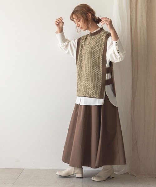 rectangle(レクタングル)の「ダイヤ柄ジャガードベスト(ベスト・レディース・ブラック/ベージュ/オリーブ/モカ・FREE)」の10枚目の写真