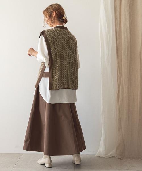 rectangle(レクタングル)の「ダイヤ柄ジャガードベスト(ベスト・レディース・ブラック/ベージュ/オリーブ/モカ・FREE)」の11枚目の写真