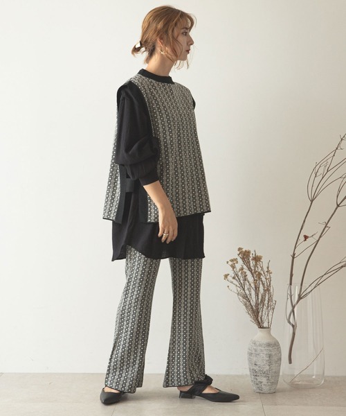 rectangle(レクタングル)の「ダイヤ柄ジャガードベスト(ベスト・レディース・ブラック/ベージュ/オリーブ/モカ・FREE)」の13枚目の写真