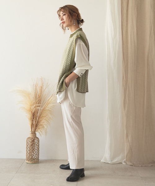 rectangle(レクタングル)の「ダイヤ柄ジャガードベスト(ベスト・レディース・ブラック/ベージュ/オリーブ/モカ・FREE)」の16枚目の写真