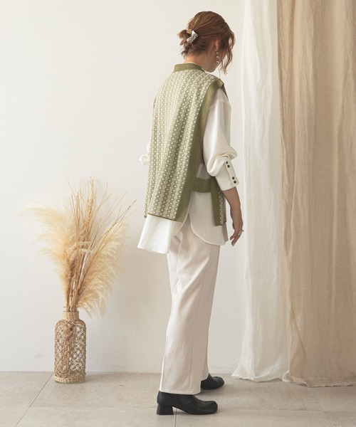 rectangle(レクタングル)の「ダイヤ柄ジャガードベスト(ベスト・レディース・ブラック/ベージュ/オリーブ/モカ・FREE)」の17枚目の写真