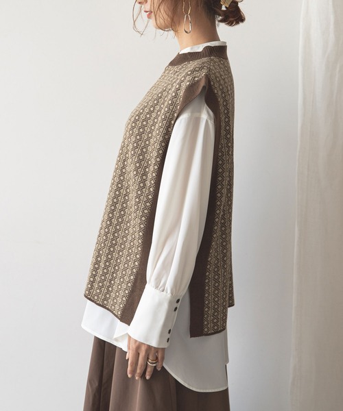 rectangle(レクタングル)の「ダイヤ柄ジャガードベスト(ベスト・レディース・ブラック/ベージュ/オリーブ/モカ・FREE)」の20枚目の写真