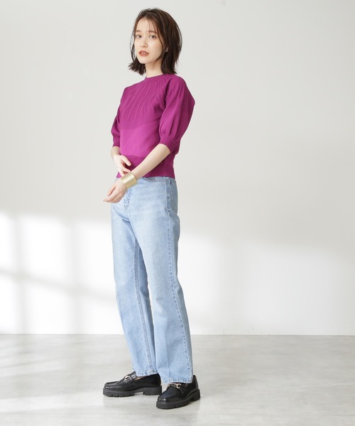 N.(N. Natural Beauty Basic)(エヌエヌナチュラルビューティーベーシック)の「◆求心柄ボトルネックニット(ニット/セーター・レディース・ブラウン/クリーム/パープル・MEDIUM)」の10枚目の写真