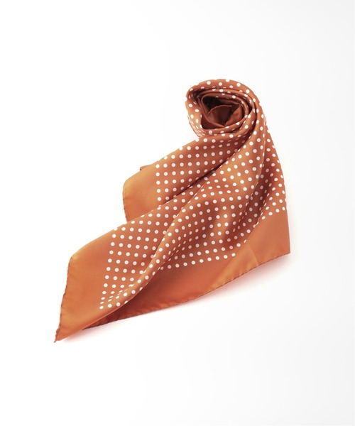 U by SPICK&SPAN（ユーバイスピックアンドスパン）の「【LELLE/レレ】MA 100%SILK ドットスカーフ(52×52)（ストール/ショール・レディース・オレンジ/ブラウン・FREE）」の2枚目の写真