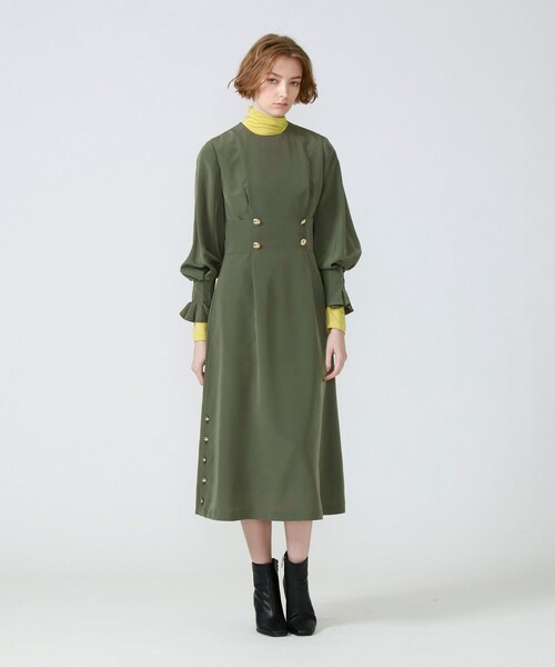 LOVELESS（ラブレス）の「ウエストマークメタルボタンドレス（ワンピース・レディース・ブラック/イエロー/グリーン・36/34）」の14枚目の写真