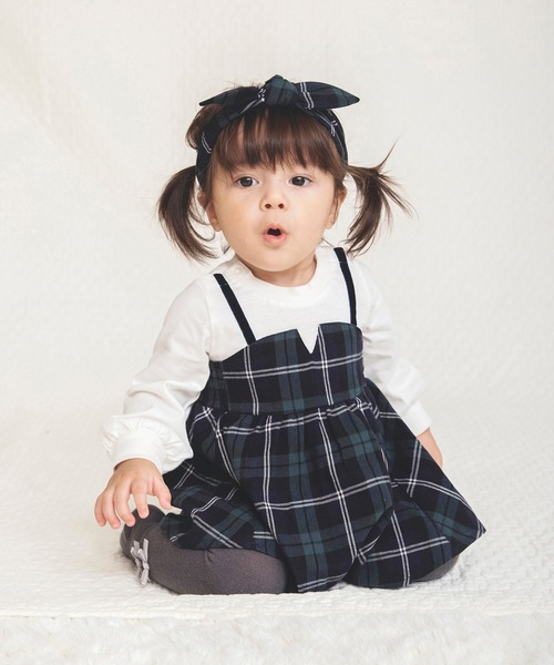 BRANSHES（ブランシェス）の「【ペア】チェック柄ベビーヘアバンド（その他ベビー用品・キッズ・ネイビー/レッド・F）」の10枚目の写真