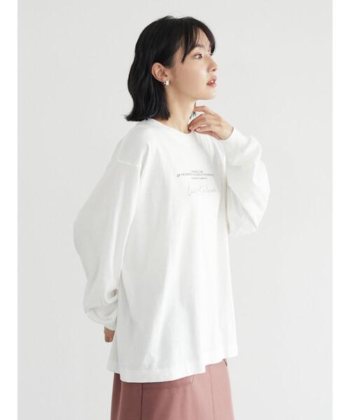 Green　Parks（グリーンパークス）の「シンプルロゴロンTEE＊（Tシャツ/カットソー・レディース・ネイビー/オフホワイト・FREE）」の3枚目の写真