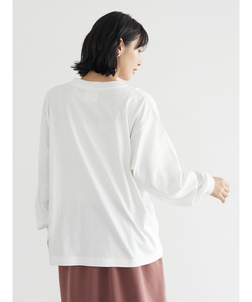 Green　Parks（グリーンパークス）の「シンプルロゴロンTEE＊（Tシャツ/カットソー・レディース・ネイビー/オフホワイト・FREE）」の8枚目の写真