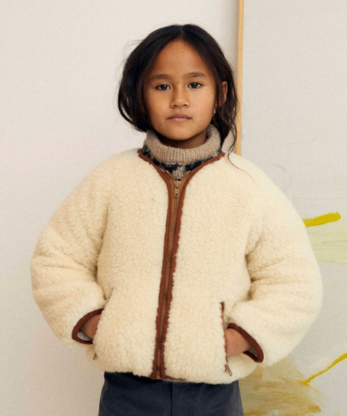 The New Society / ボア ノーカラー ジップジャケット