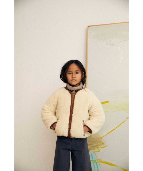 the new society ボアジャケット The New Society / ボア ノーカラー ジップジャケット