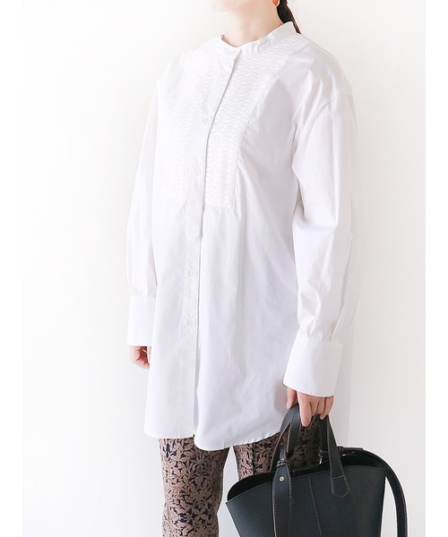 Te chichi(テチチ)の「ブロードレース切替チュニックシャツ(シャツ/ブラウス・レディース・ブラック/オフホワイト/カーキ・フリ-)」の2枚目の写真