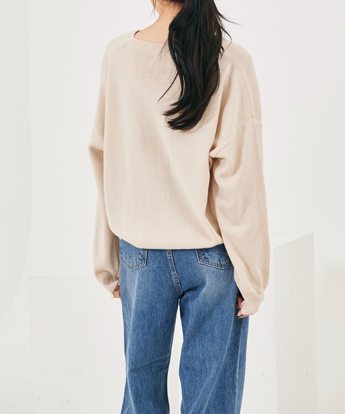 me+em select（ミームセレクト）の「ベーシッククルーネックニットカーディガン（カーディガン/ボレロ・レディース・スカイブルー/ブラック/ネイビー/レッド/ピンク/イエロー/ブルー/グリーン/クリーム/モカ/ブラウン・FREE）」の16枚目の写真