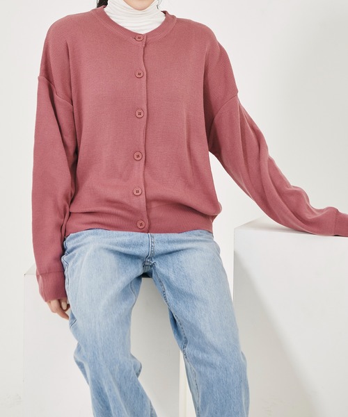 me+em select（ミームセレクト）の「ベーシッククルーネックニットカーディガン（カーディガン/ボレロ・レディース・スカイブルー/ブラック/ネイビー/レッド/ピンク/イエロー/ブルー/グリーン/クリーム/モカ/ブラウン・FREE）」の19枚目の写真