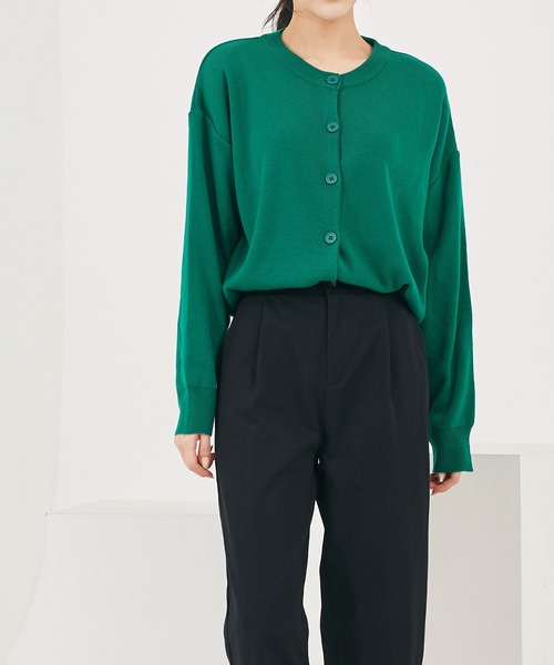 me+em select（ミームセレクト）の「ベーシッククルーネックニットカーディガン（カーディガン/ボレロ・レディース・スカイブルー/ブラック/ネイビー/レッド/ピンク/イエロー/ブルー/グリーン/クリーム/モカ/ブラウン・FREE）」の21枚目の写真