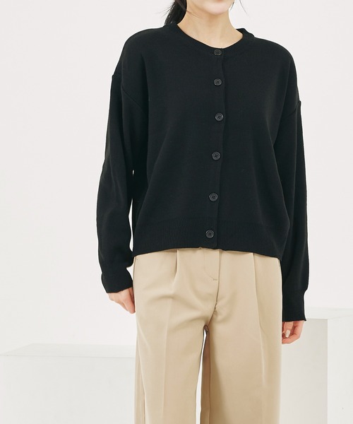 me+em select（ミームセレクト）の「ベーシッククルーネックニットカーディガン（カーディガン/ボレロ・レディース・スカイブルー/ブラック/ネイビー/レッド/ピンク/イエロー/ブルー/グリーン/クリーム/モカ/ブラウン・FREE）」の22枚目の写真