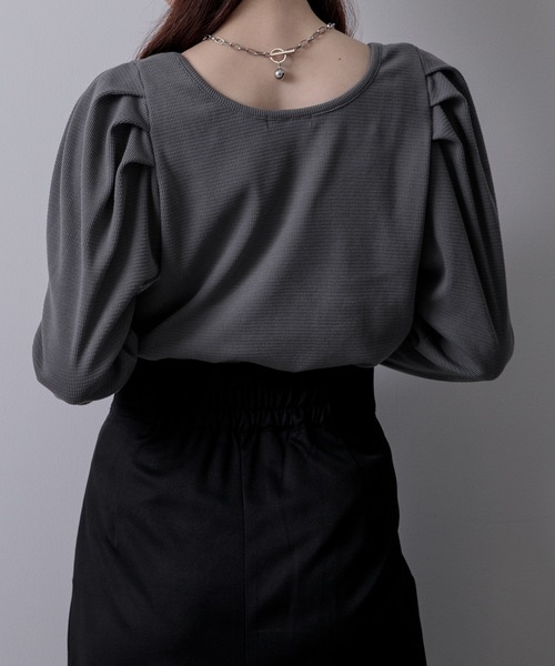 Adoon plain(アドーンプレーン)の「スクエアネックロンT(Tシャツ/カットソー・レディース・ブラック/オフホワイト/ダークブルー・FREE)」の15枚目の写真