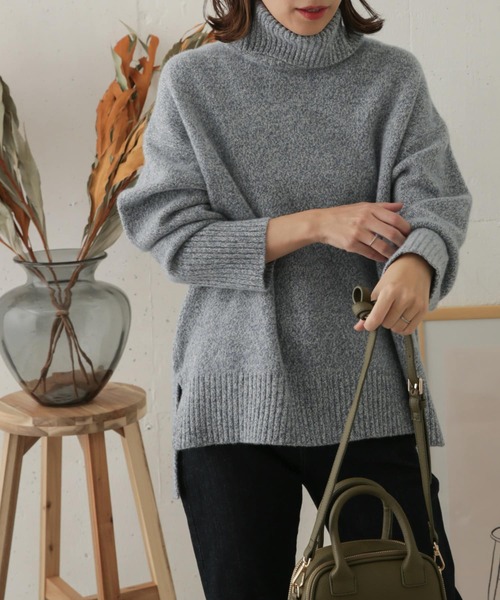 URBAN RESEARCH DOORS（アーバンリサーチドアーズ）の「ハミルトンウールタートルネックニット（ニット/セーター・レディース・グレー系その他/オレンジ/ネイビー/ブラック・ONE）」の3枚目の写真