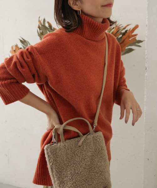 URBAN RESEARCH DOORS（アーバンリサーチドアーズ）の「ハミルトンウールタートルネックニット（ニット/セーター・レディース・グレー系その他/オレンジ/ネイビー/ブラック・ONE）」の4枚目の写真