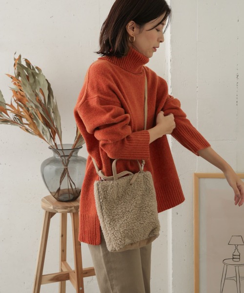 URBAN RESEARCH DOORS（アーバンリサーチドアーズ）の「ハミルトンウールタートルネックニット（ニット/セーター・レディース・グレー系その他/オレンジ/ネイビー/ブラック・ONE）」の12枚目の写真