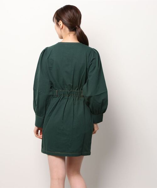 WEGO(ウィゴー)の「WEGO/配色ステッチタイトミニワンピース(ワンピース・レディース・ダークグリーン/ブラック・FREE)」の14枚目の写真