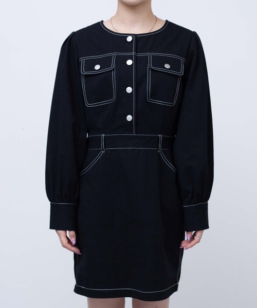 WEGO(ウィゴー)の「WEGO/配色ステッチタイトミニワンピース(ワンピース・レディース・ダークグリーン/ブラック・FREE)」の18枚目の写真