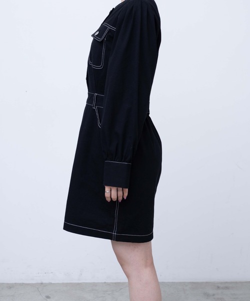 WEGO(ウィゴー)の「WEGO/配色ステッチタイトミニワンピース(ワンピース・レディース・ダークグリーン/ブラック・FREE)」の21枚目の写真