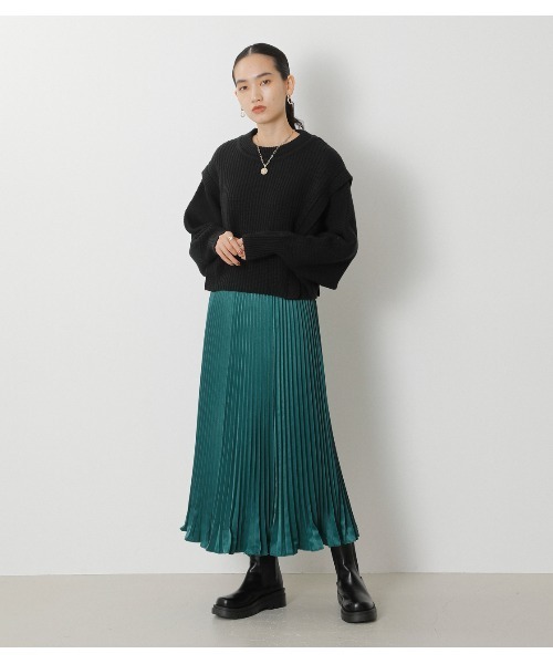 crie conforto（クリーコンフォルト）の「グロッシーアコーディオンプリーツスカート（スカート・レディース・ライトブルー/ダークグリーン/スモークピンク/ダークネイビー・SMALL/MEDIUM）」の8枚目の写真