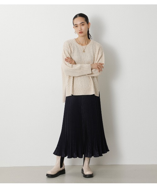 crie conforto（クリーコンフォルト）の「グロッシーアコーディオンプリーツスカート（スカート・レディース・ライトブルー/ダークグリーン/スモークピンク/ダークネイビー・SMALL/MEDIUM）」の9枚目の写真