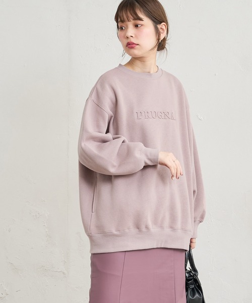 natural couture(ナチュラルクチュール)の「あおいさんコラボエンボスユニセックス裏毛プルオーバー(スウェット・レディース・スミクロ/ブラウン/ライトベージュ/ピンクベージュ・FREE)」の14枚目の写真