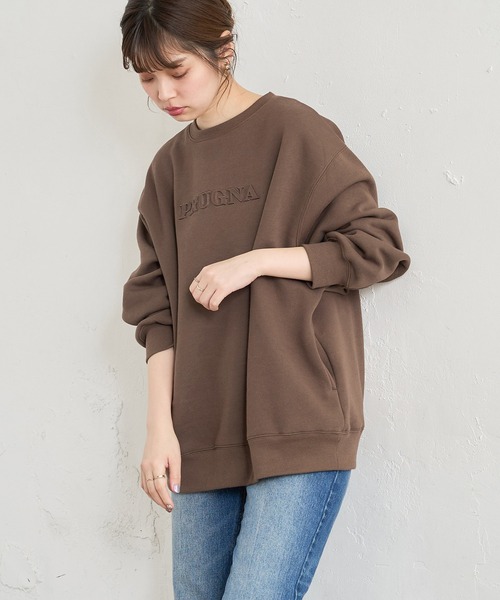 natural couture(ナチュラルクチュール)の「あおいさんコラボエンボスユニセックス裏毛プルオーバー(スウェット・レディース・スミクロ/ブラウン/ライトベージュ/ピンクベージュ・FREE)」の17枚目の写真