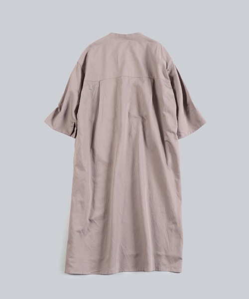 WHITE MAILS(ホワイトメイルズ)の「COTTON PAPER SOFT TWILL WIDE SLEEVE DRESS / ソフトツイルワイドスリーブワンピース(ワンピース・レディース・ブラック/パープル/カーキ・1)」の7枚目の写真