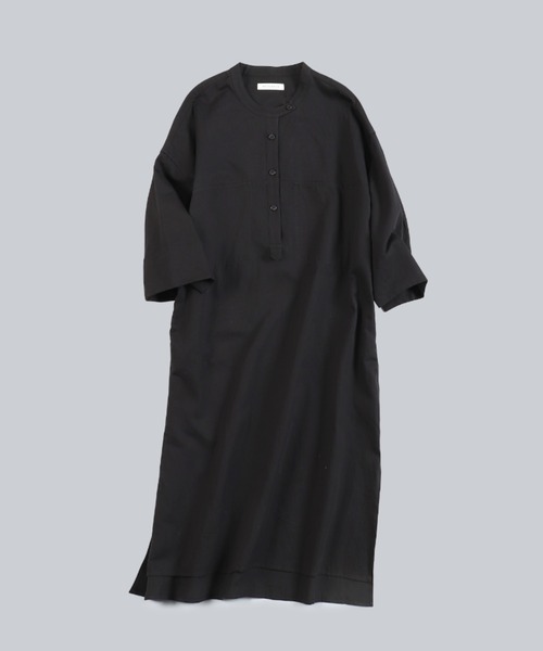 WHITE MAILS(ホワイトメイルズ)の「COTTON PAPER SOFT TWILL WIDE SLEEVE DRESS / ソフトツイルワイドスリーブワンピース(ワンピース・レディース・ブラック/パープル/カーキ・1)」の16枚目の写真