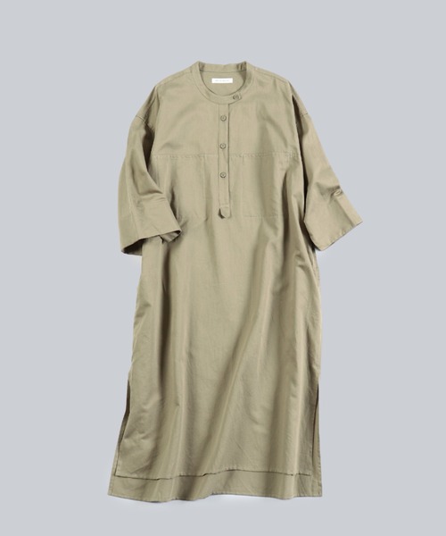 WHITE MAILS(ホワイトメイルズ)の「COTTON PAPER SOFT TWILL WIDE SLEEVE DRESS / ソフトツイルワイドスリーブワンピース(ワンピース・レディース・ブラック/パープル/カーキ・1)」の17枚目の写真