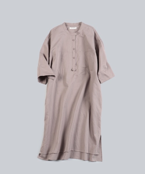 WHITE MAILS(ホワイトメイルズ)の「COTTON PAPER SOFT TWILL WIDE SLEEVE DRESS / ソフトツイルワイドスリーブワンピース(ワンピース・レディース・ブラック/パープル/カーキ・1)」の13枚目の写真