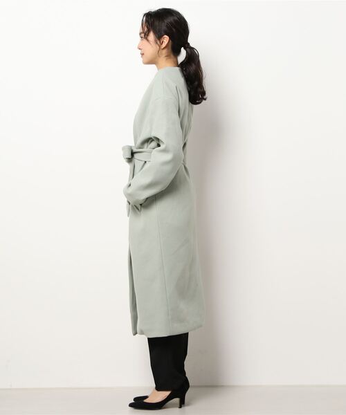 KOBE LETTUCE（コウベレタス）の「リボン付きノーカラーロングコート（ダウンジャケット/コート・レディース・ピンク系/アイボリー/ミント・FREE）」の6枚目の写真