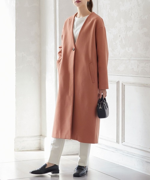 KOBE LETTUCE（コウベレタス）の「リボン付きノーカラーロングコート（ダウンジャケット/コート・レディース・ピンク系/アイボリー/ミント・FREE）」の3枚目の写真