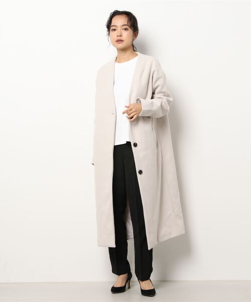 KOBE LETTUCE（コウベレタス）の「リボン付きノーカラーロングコート（ダウンジャケット/コート・レディース・ピンク系/アイボリー/ミント・FREE）」の7枚目の写真