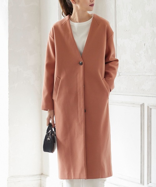 KOBE LETTUCE（コウベレタス）の「リボン付きノーカラーロングコート（ダウンジャケット/コート・レディース・ピンク系/アイボリー/ミント・FREE）」の10枚目の写真