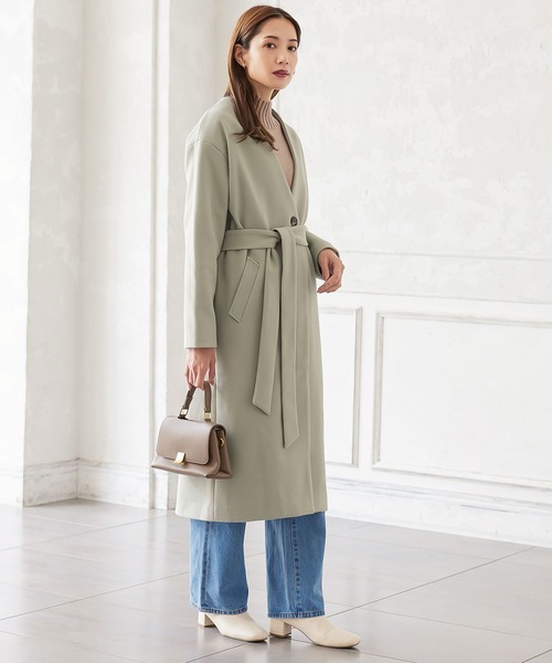 KOBE LETTUCE（コウベレタス）の「リボン付きノーカラーロングコート（ダウンジャケット/コート・レディース・ピンク系/アイボリー/ミント・FREE）」の14枚目の写真