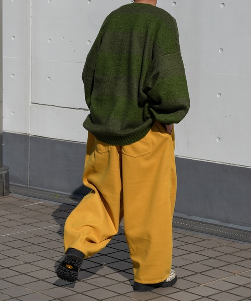 kutir（クティール）の「起毛ボーダーニット（ニット/セーター・メンズ・グリーン/イエロー/ダークブラウン・LARGE/MEDIUM）」の17枚目の写真