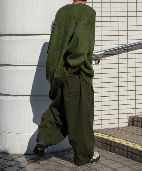 kutir（クティール）の「起毛ボーダーニット（ニット/セーター・メンズ・グリーン/イエロー/ダークブラウン・LARGE/MEDIUM）」の6枚目の写真