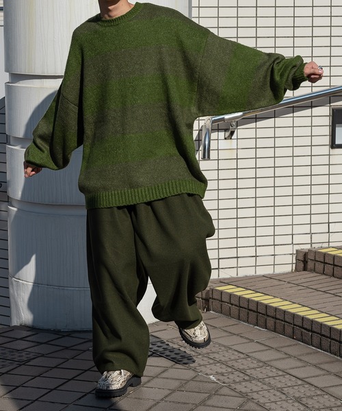 kutir（クティール）の「起毛ボーダーニット（ニット/セーター・メンズ・グリーン/イエロー/ダークブラウン・LARGE/MEDIUM）」の22枚目の写真