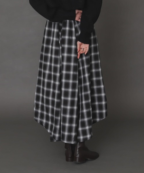 SENSE OF PLACE by URBAN RESEARCH(センスオブプレイスバイアーバンリサーチ)の「チェックイレギュラーヘムフレアスカート(スカート・レディース・イエロー系その他/グリーン系その他/ブラック系その他・ONE)」の6枚目の写真