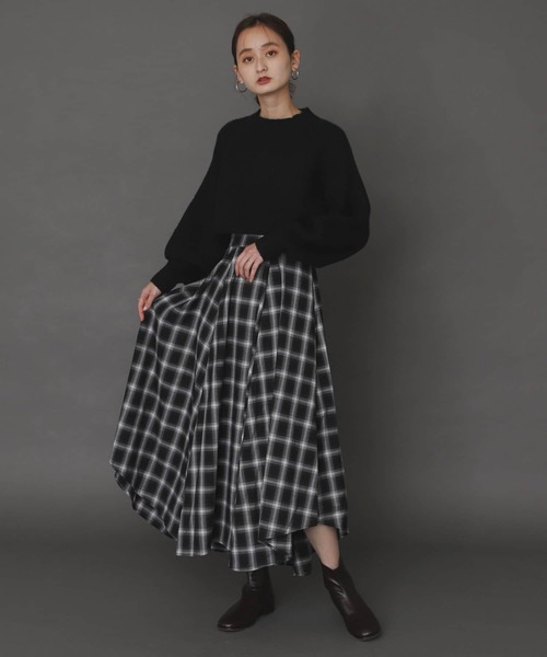 SENSE OF PLACE by URBAN RESEARCH(センスオブプレイスバイアーバンリサーチ)の「チェックイレギュラーヘムフレアスカート(スカート・レディース・イエロー系その他/グリーン系その他/ブラック系その他・ONE)」の10枚目の写真